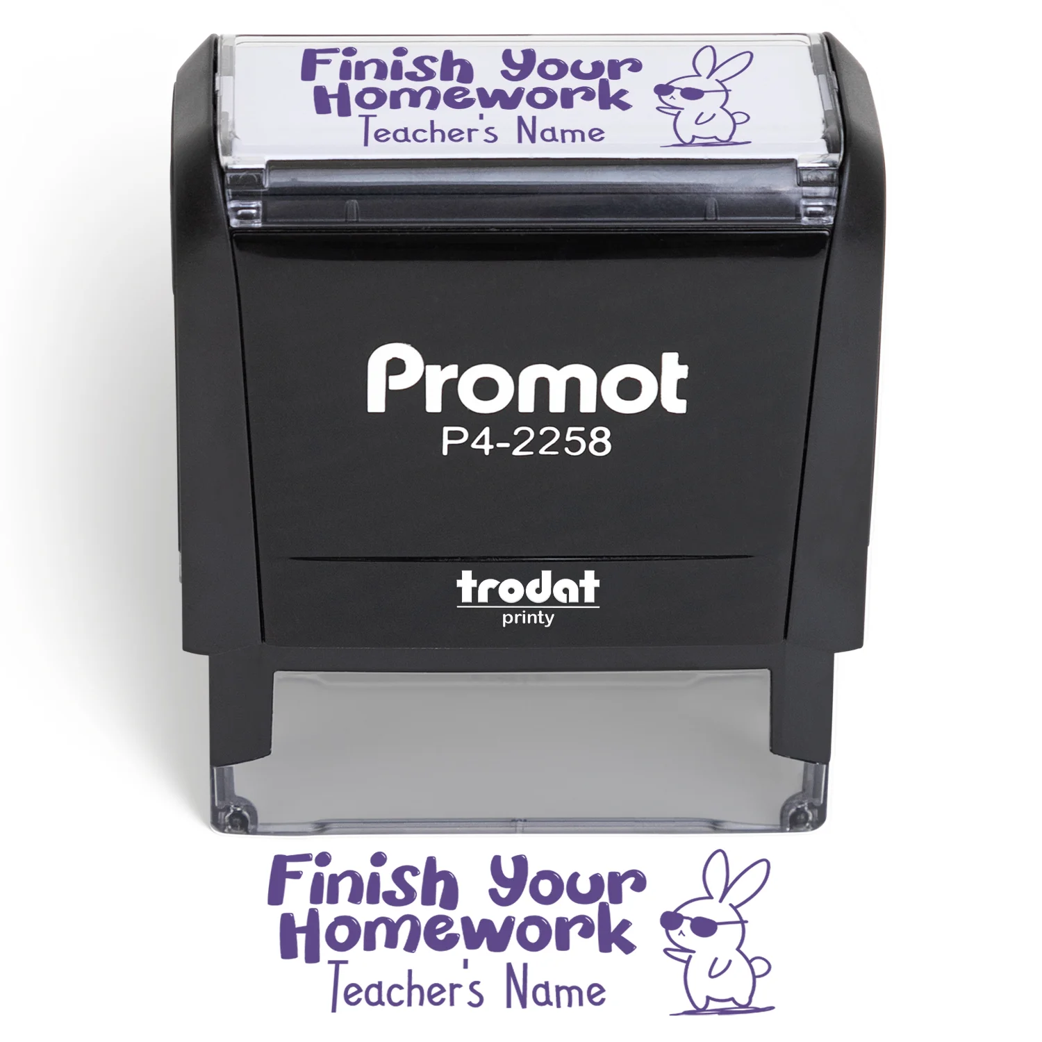 Teacher Custom Rubber Stamp "Finish Your Homework" - Large